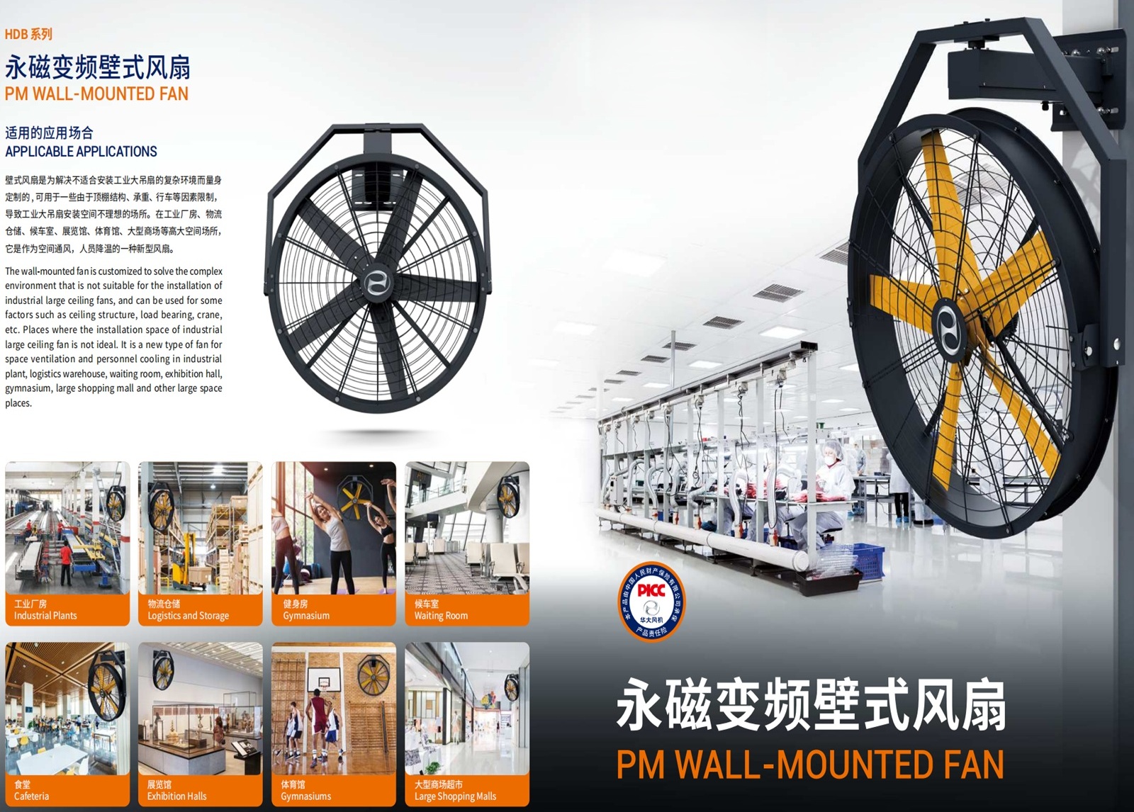 Industrial Fan · HDB-1.2 Wall-Mounted Fan 1.2m PMSM for Space-Saving Ventilation View 3